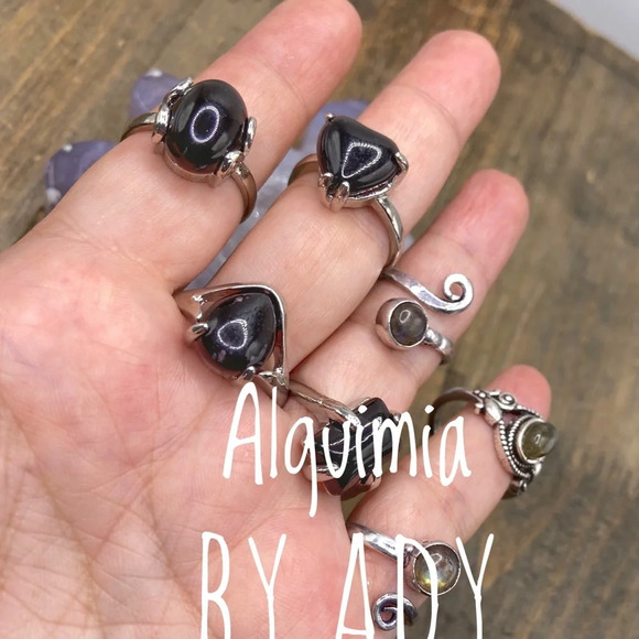 black onyx and silver gem ring/Victorian/Festival - Picture 4 of 7